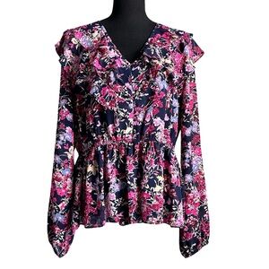 Scoop Size X-Large blue pink and red Floral Top